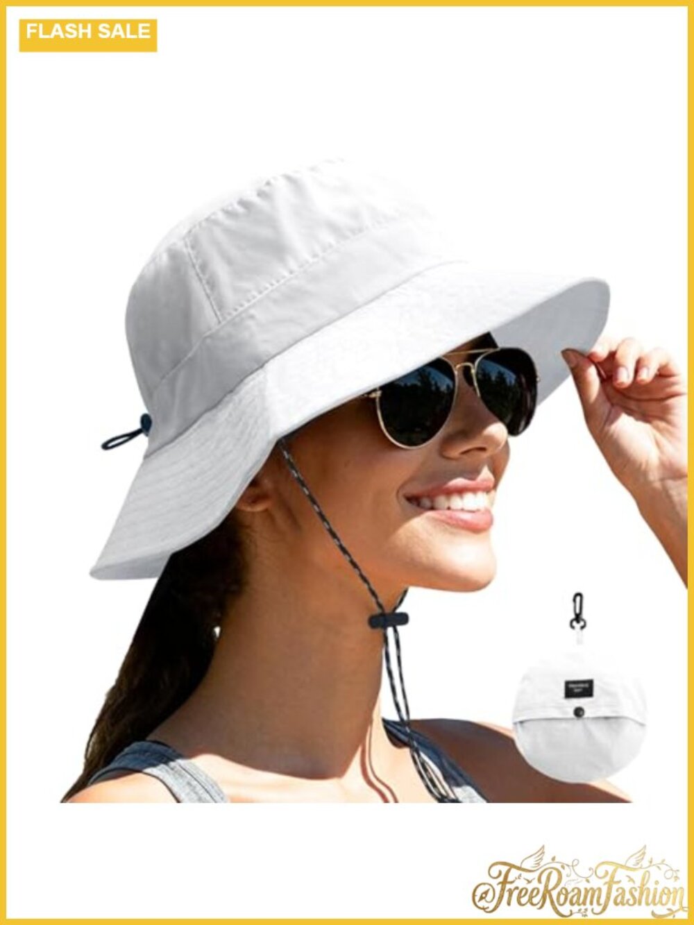 Packable Waterproof Sun Bucket Hat UPF30 Adjustable Chin Strap